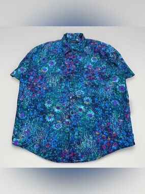 Raised By Wolves Button Down Shirt Floral Back Graphic Size XL Streetwear Canada